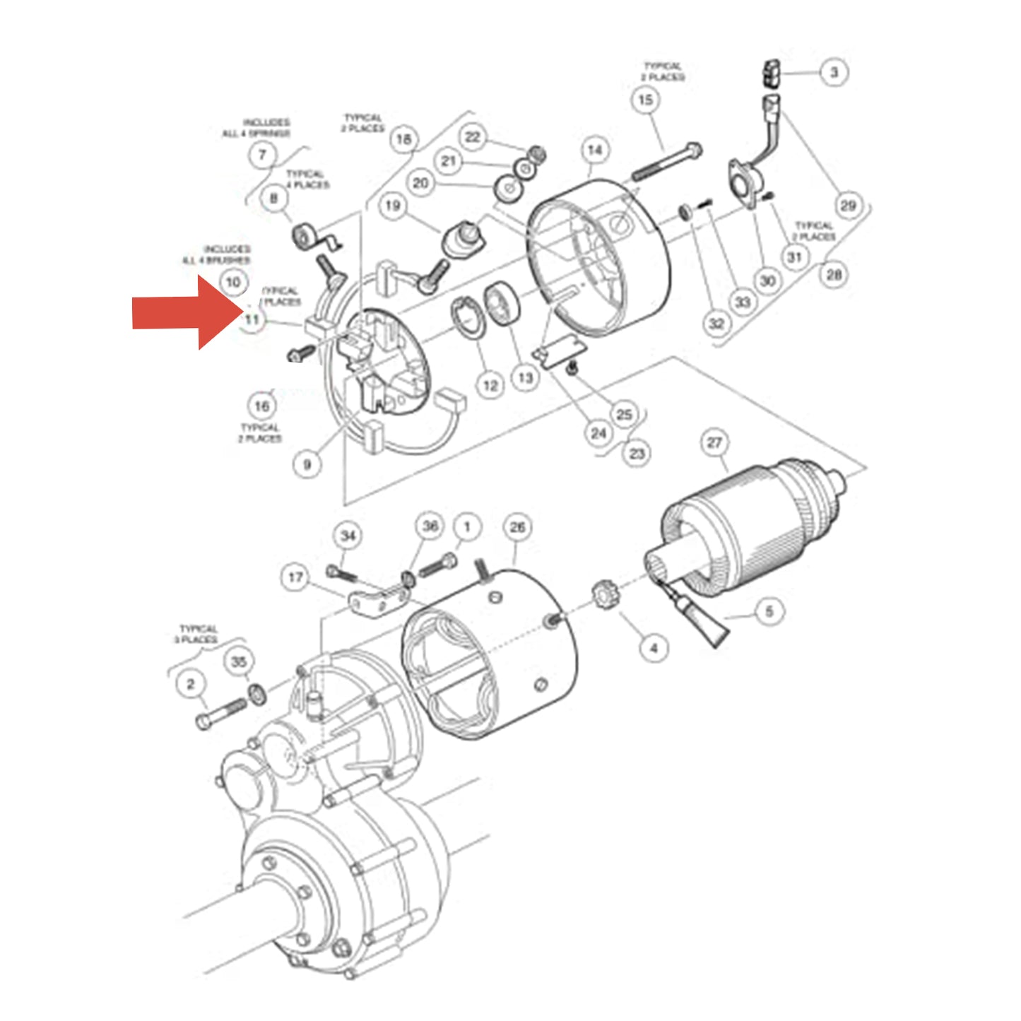 Manufacturer Provide Club Car 102186201 EZGO 73120-G25 Golf Cart ADC Motor Brush Kit