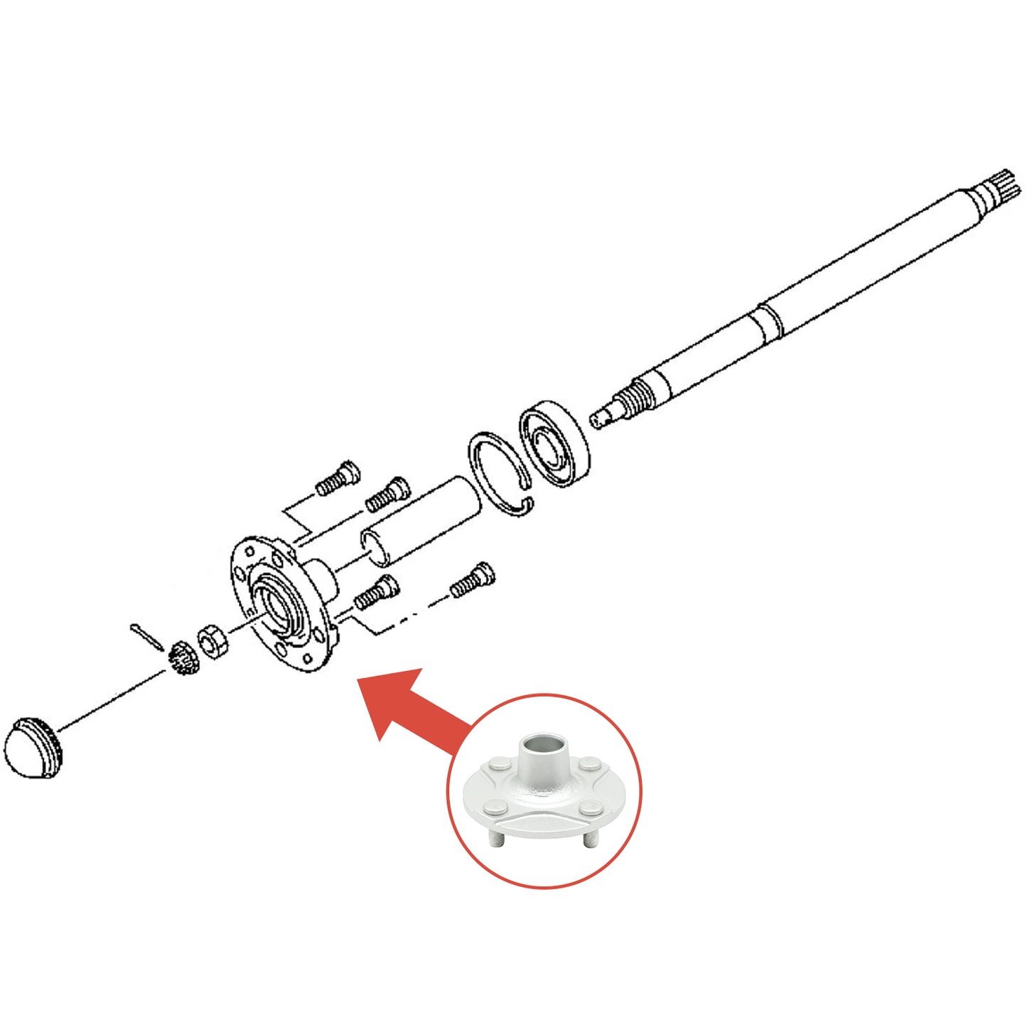 Golf Cart Rear Wheel Hub Part (1PC or 2PC), Replace Yamaha G29 Rear Hub, Suitable for Yamaha G29 Drive Gas Electric Golf Cart, OEM Reference JW1-F53T0-09-00, JW1-G6542-00-00