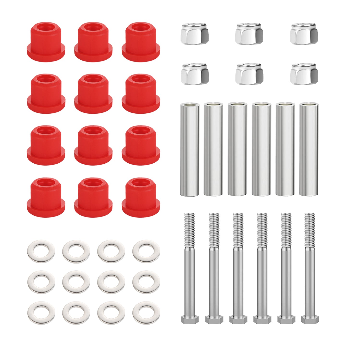 EZGO TXT Spring Bushing Kit With Screw Nuts, Golf Cart Rear Leaf Spring Polyurethane Bushing and Sleeves for EZGO TXT/Medalist (1994-up) & Club Car DS (1981-up), OEM# 70289-G02 70291-G01 14158-G1