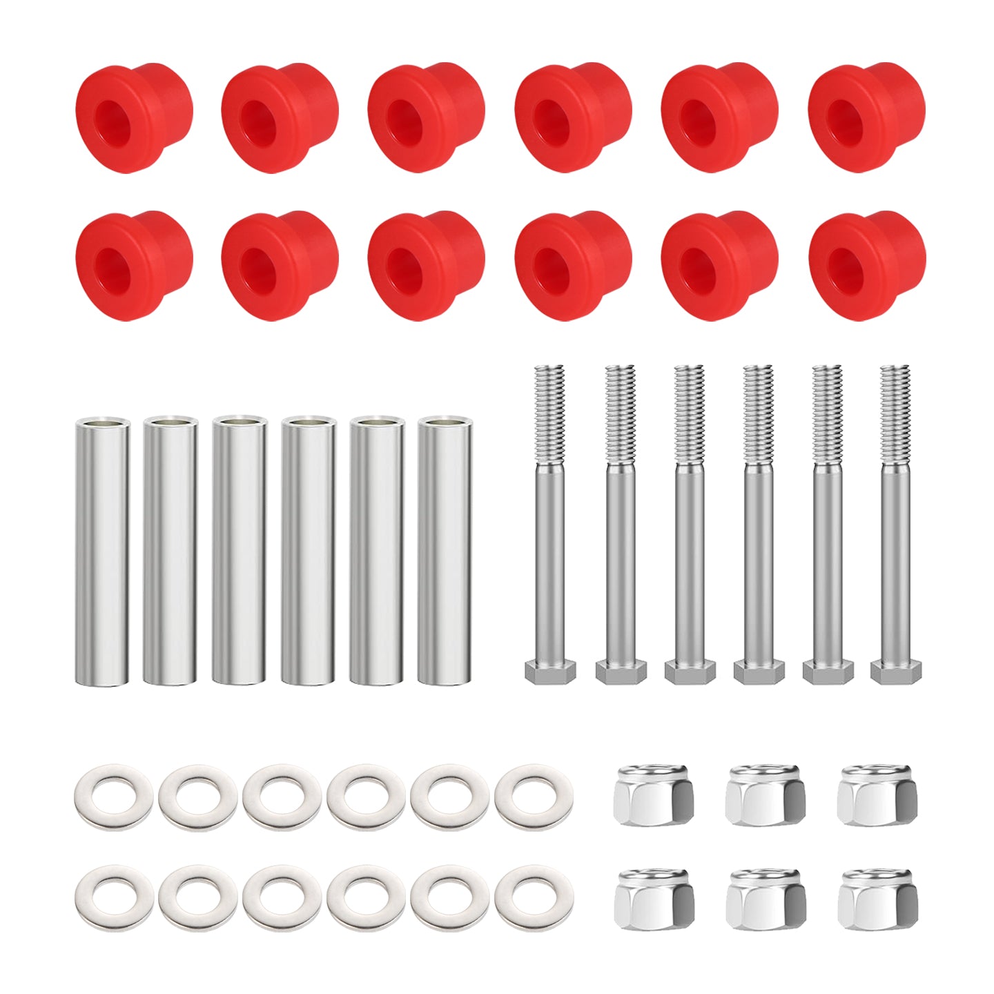 EZGO TXT Spring Bushing Kit With Screw Nuts, Golf Cart Rear Leaf Spring Polyurethane Bushing and Sleeves for EZGO TXT/Medalist (1994-up) & Club Car DS (1981-up), OEM# 70289-G02 70291-G01 14158-G1