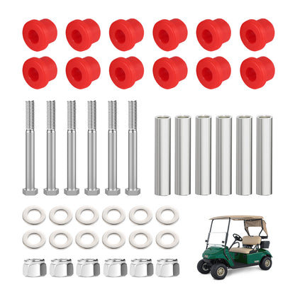 EZGO TXT Spring Bushing Kit With Screw Nuts, Golf Cart Rear Leaf Spring Polyurethane Bushing and Sleeves for EZGO TXT/Medalist (1994-up) & Club Car DS (1981-up), OEM# 70289-G02 70291-G01 14158-G1