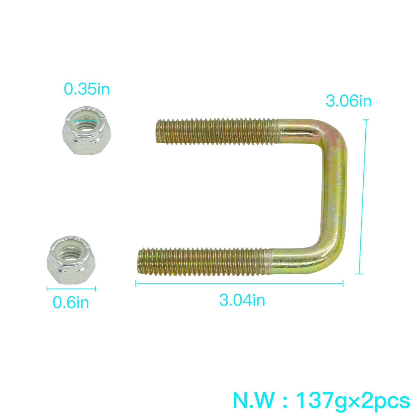 EZGO TXT heavy-duty steel plate screw U-bolt golf cart accessory(set of 2) 72618-G01