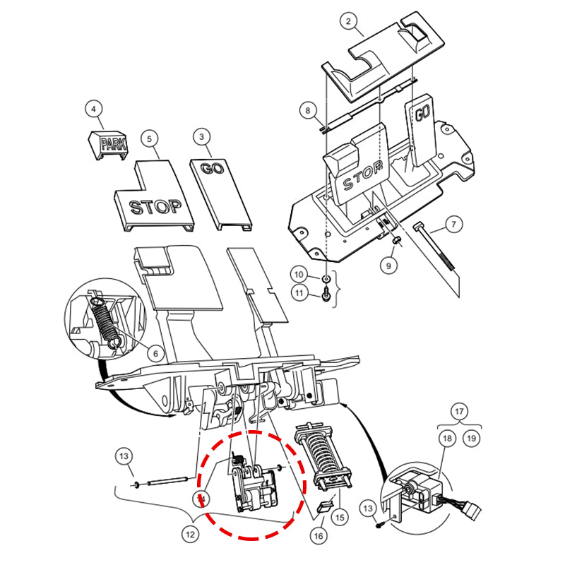 Brake Pawl Lock Assembly for Club Car Precedent 2004-2008 Golf Cart 102587401 / 103320501/102559201